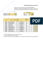 Planilla de Pagos Mes de Junio Del 2021: Descuentos 12.78% 9.60%