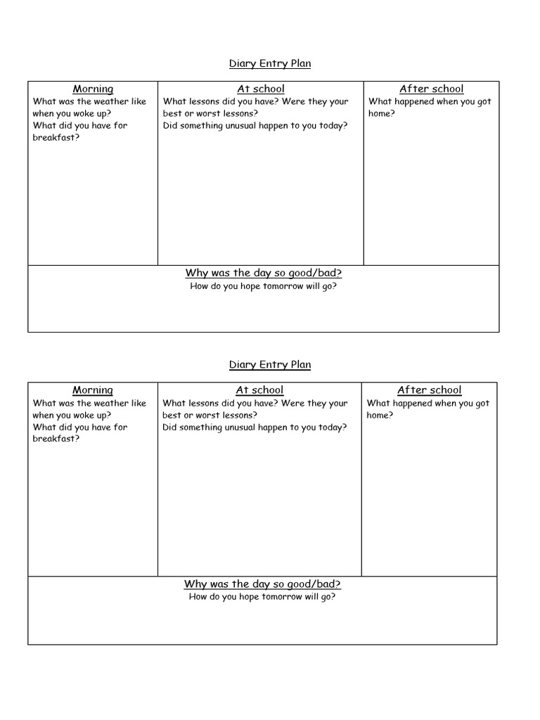 Diary Entry Planning Guide for Students | PDF | Wellness | Lifestyle