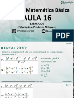 Aula 16 - EXERCÍCIOS (Fatoração e Produtos Notáveis) - Slides