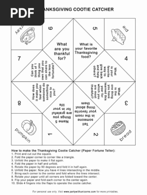 Thanksgiving Cootie Catcher