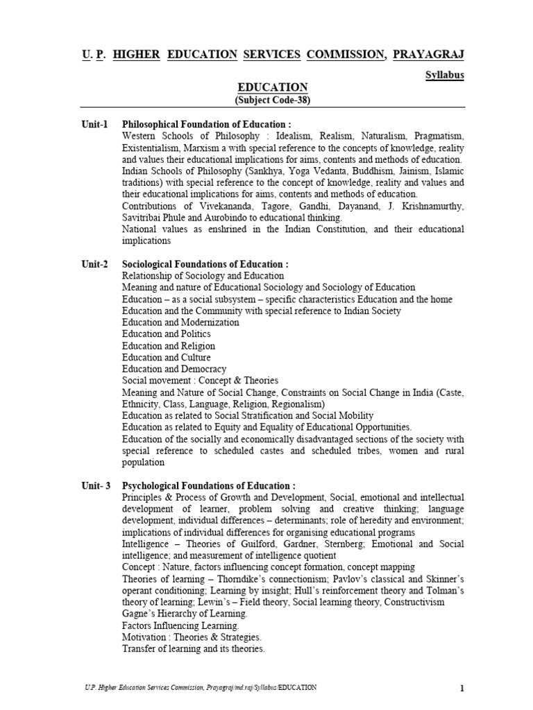 U.P. Education Syllabus Overview | PDF | Educational Technology ...