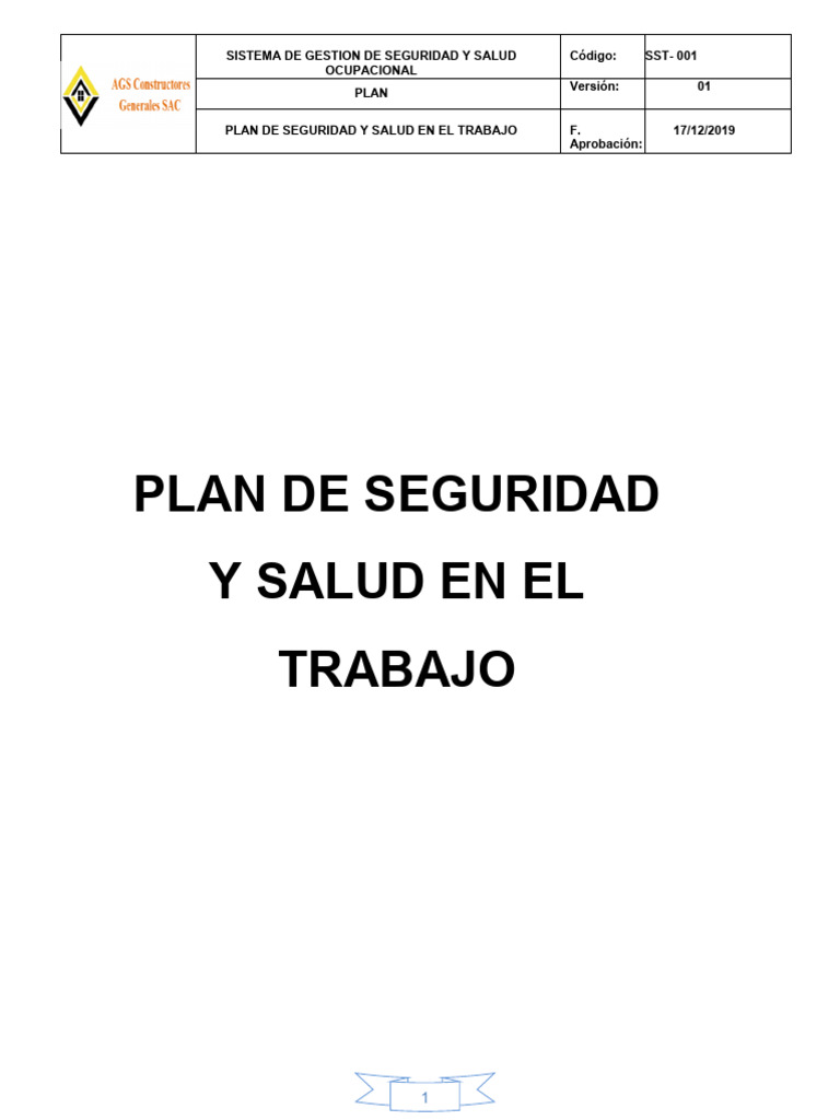 Plan de Seguridad y Salud Laboral | PDF | Seguridad y salud ocupacional ...