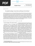 Original Papers: Personality Psychology: Current Status and Prospects For The Future