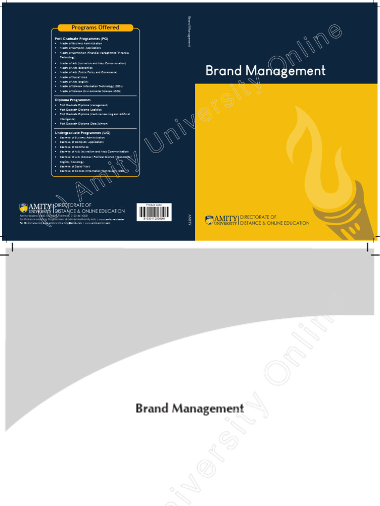 Amity University Brand Management Guide | PDF | Brand | Brand Management