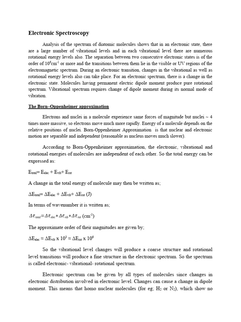Electronic Spectroscopy PDF Energy Level Absorption Spectroscopy