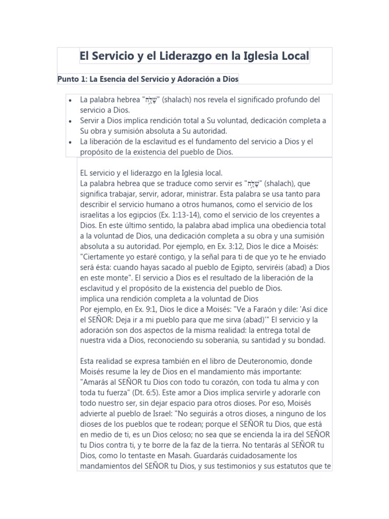 Servicio y Liderazgo en la Iglesia Local | PDF