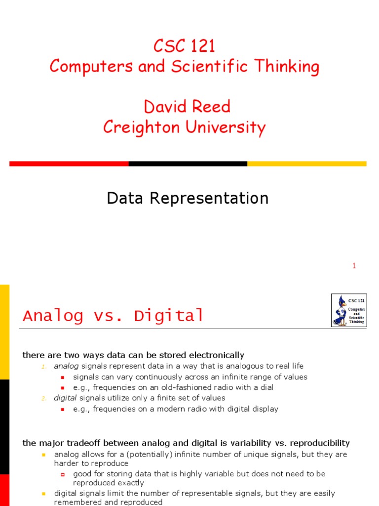 CSC 121 Computers and Scientific Thinking David Reed Creighton ...