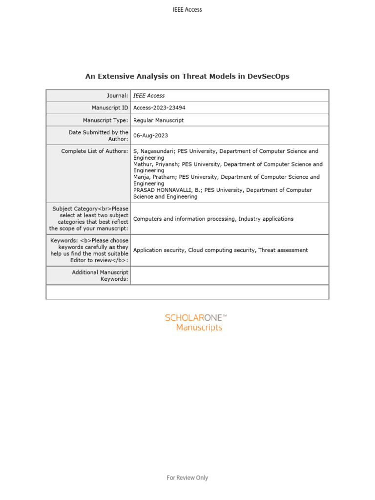 DevSecOps Threat Models Analysis | PDF | Security | Computer Security