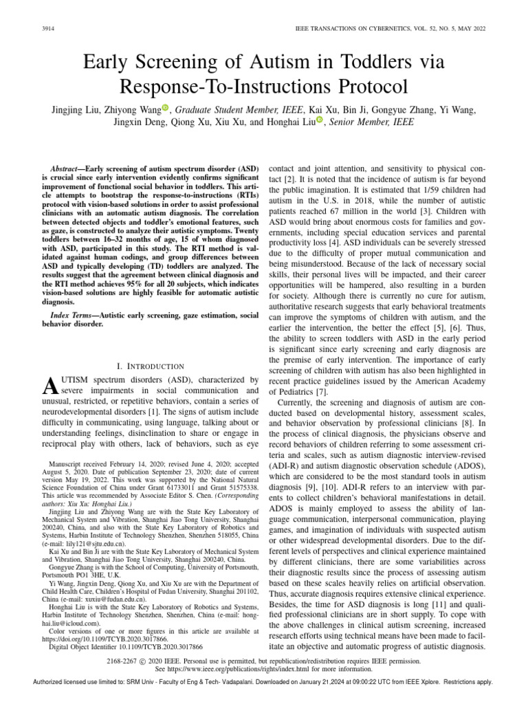 Autism Screening in Toddlers Using RTIs | PDF | Autism Spectrum
