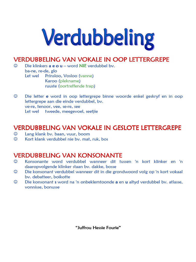 Verdubbeling Van Vokale en Konsonante PDF