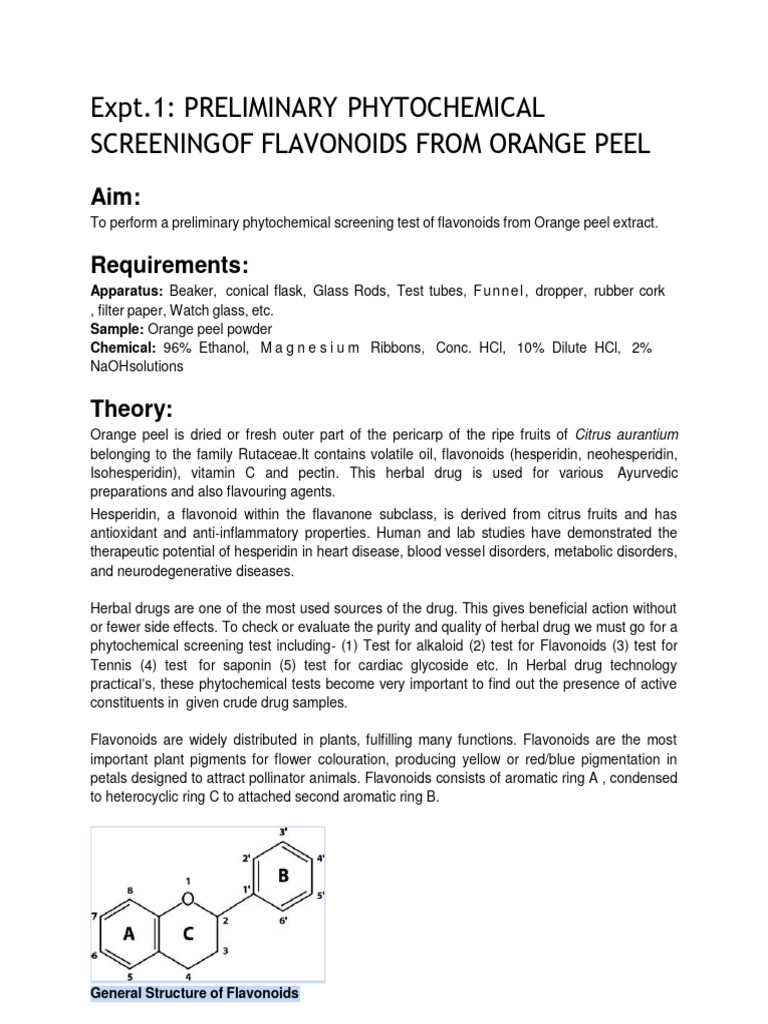 Preliminary Phytochemical Screening of Flavonoids PDF Flavonoid