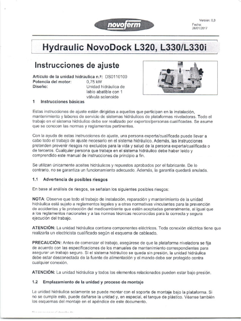 Manual de Servicio Sistema Hidráulico Rampa 320 Eco | PDF