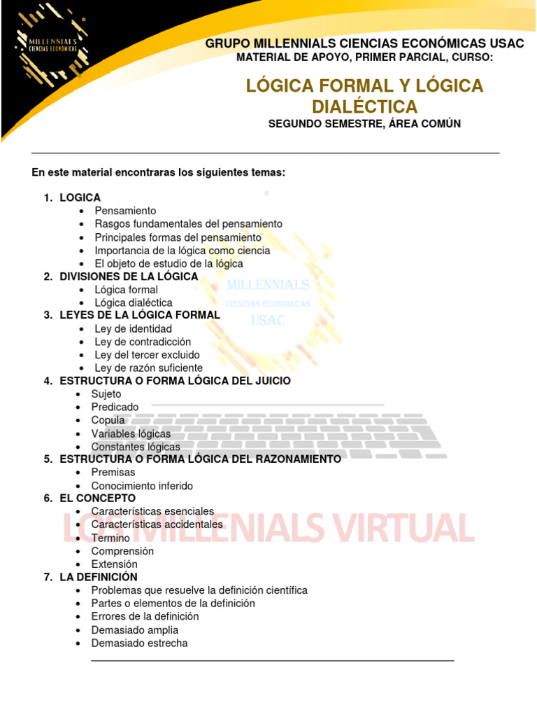 Lógica Formal Y Lógica Dialéctica Primer Examen Parcial Pdf