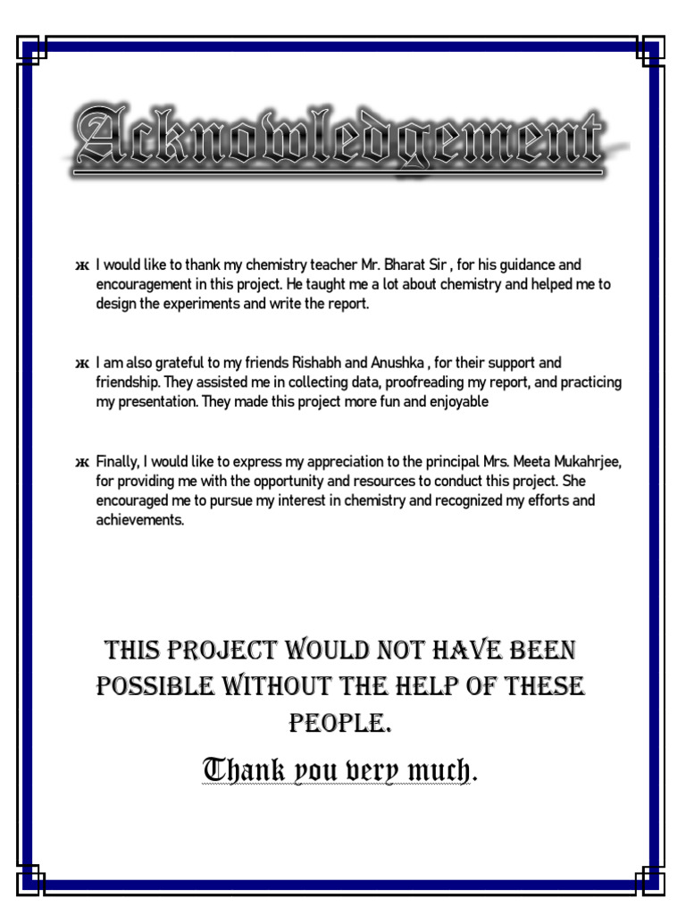 Acknowledgement For Chem | PDF