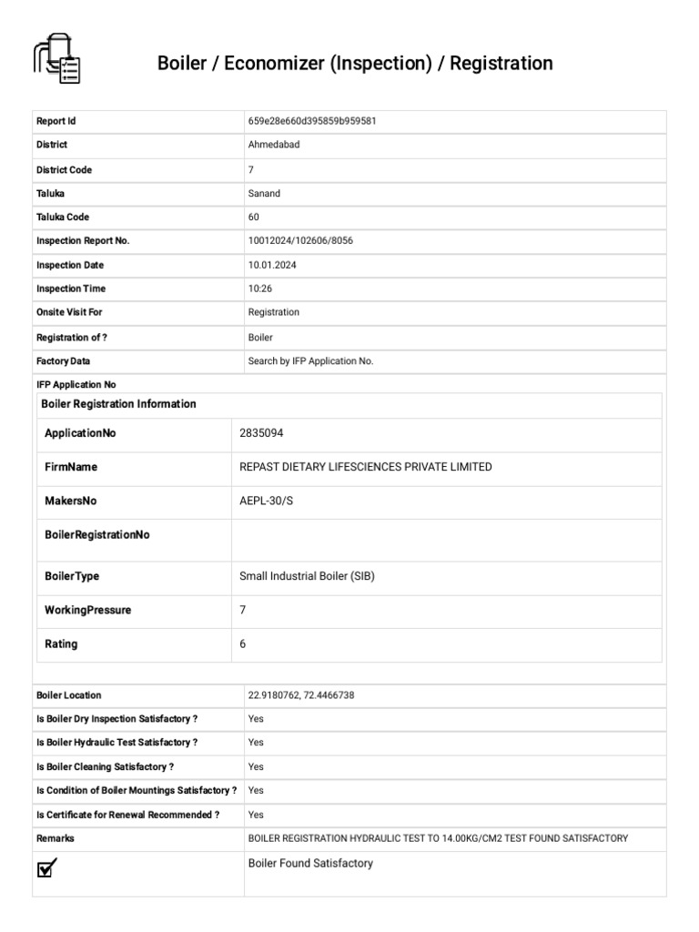Boiler / Economizer (Inspection) / Registration | PDF | Manufactured Goods