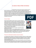 Ensayo - Reflexiones Sobre La Visita Al Taller de Cerámica-Pablo Cadena Q.