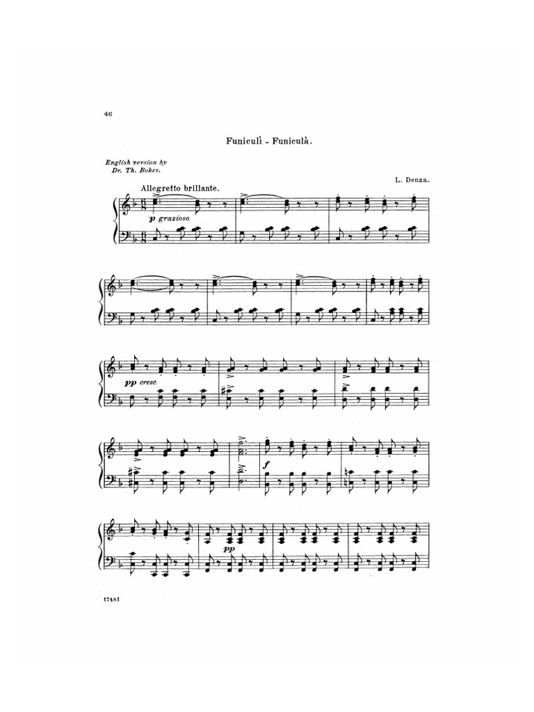 Funiculi, Funicula F Dur | PDF