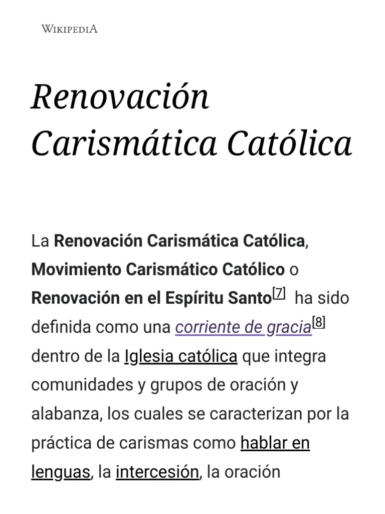 Renovación Carismática Católica Wikipedia La Enciclopedia Libre