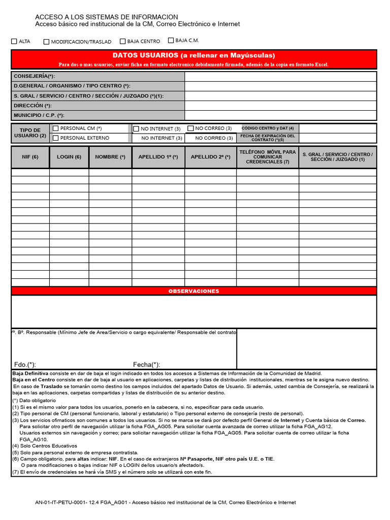 FGA AG01 Acceso Basico A La Red Institucional de La CM v.12.4 | PDF