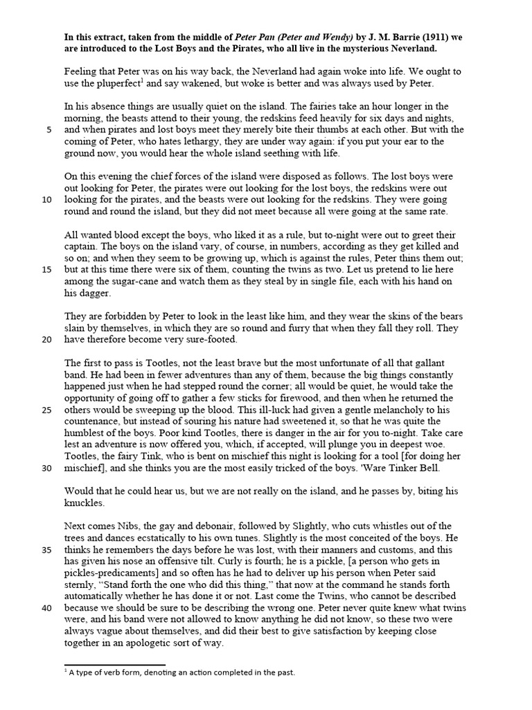 Peter Pan Pdf Lost Boys Peter Pan Neverland