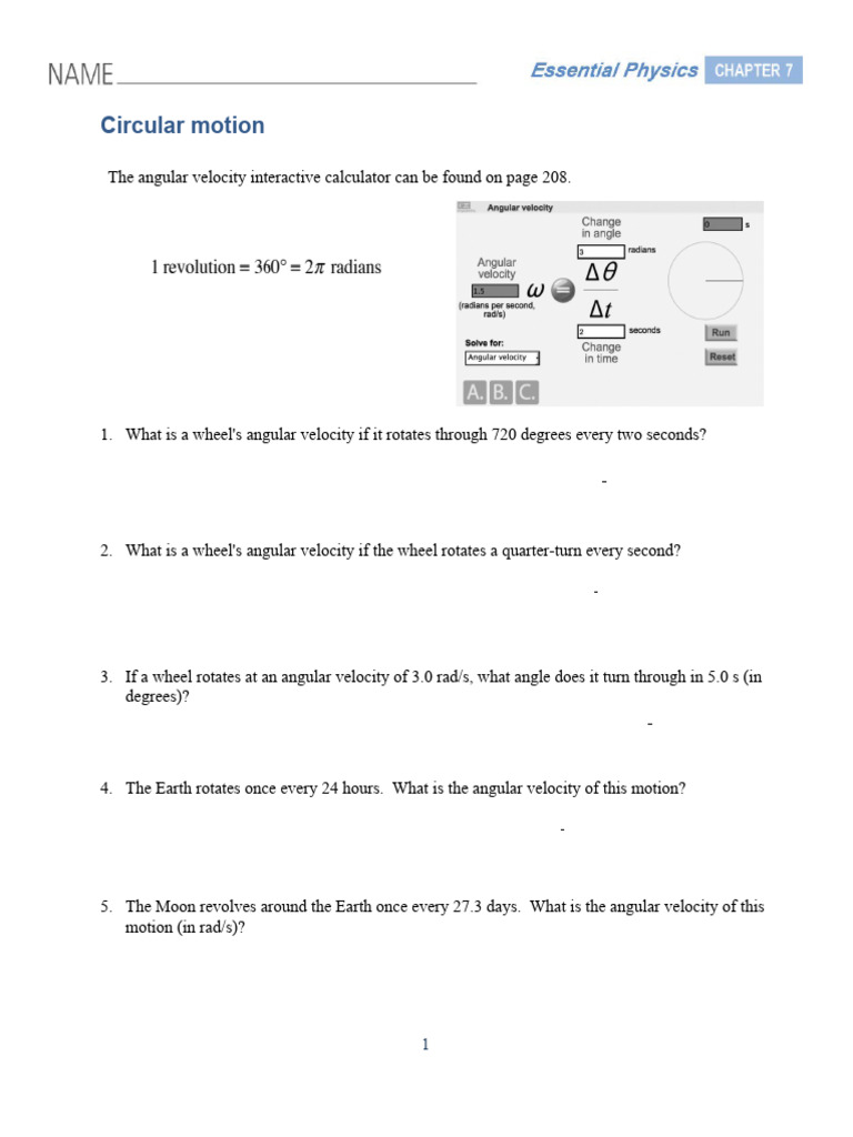 Angular Velocity Calculations Guide | PDF
