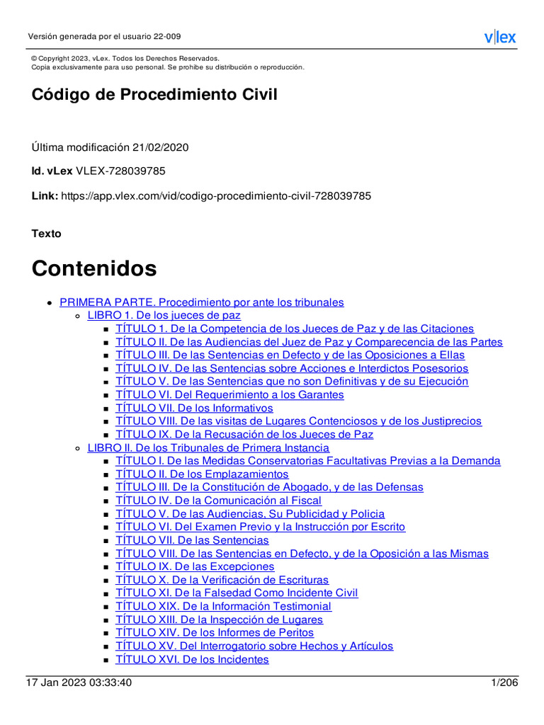 Código de Procedimiento Civil 2023 | PDF | Sentencia (ley) | Demanda ...
