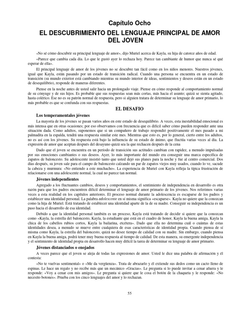 Los 5 Leguajes Del Amor de Los Jovenes (Cap 8) | PDF