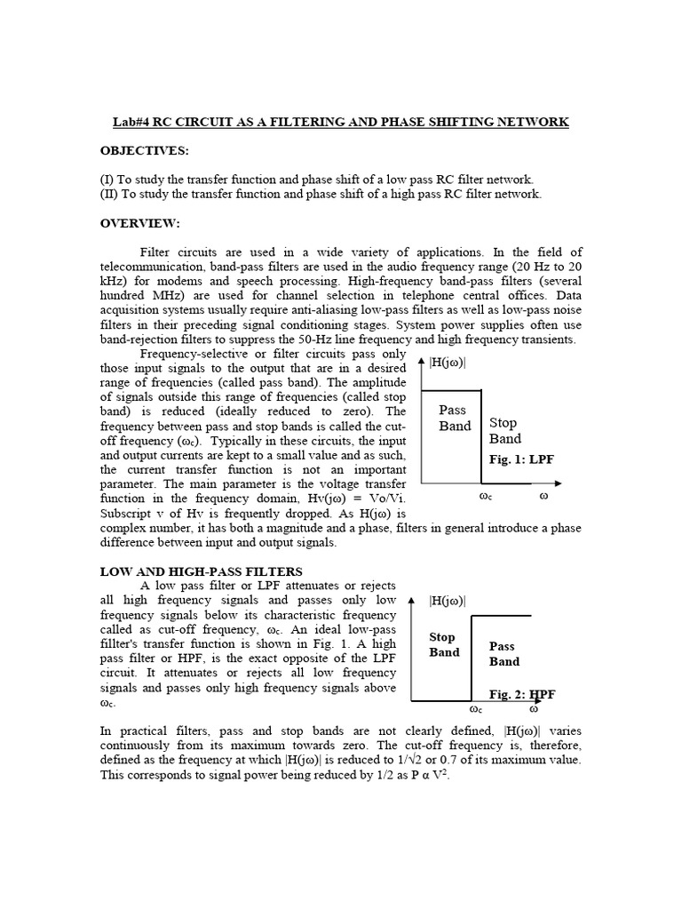 RC Filter Circuit Analysis and Design | PDF | Low Pass Filter ...