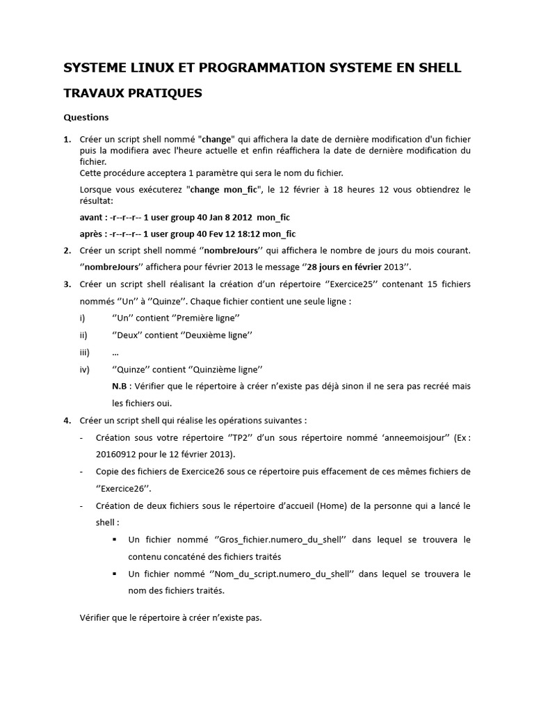 Programmation Système en Shell | PDF | Fichier informatique | Logiciel ...