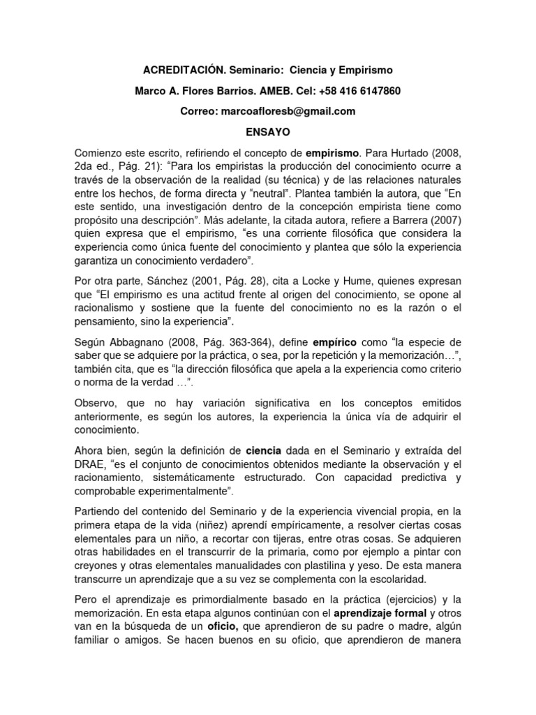 Ciencia y Empirismo: Un Enfoque Complementario | PDF | Conocimiento ...