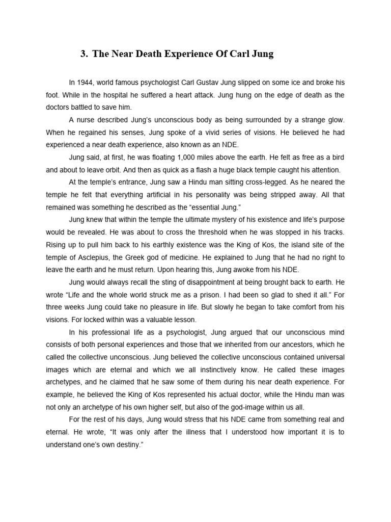 Carl Jung's Near Death Experience Insights | PDF | Carl Jung | Psychology