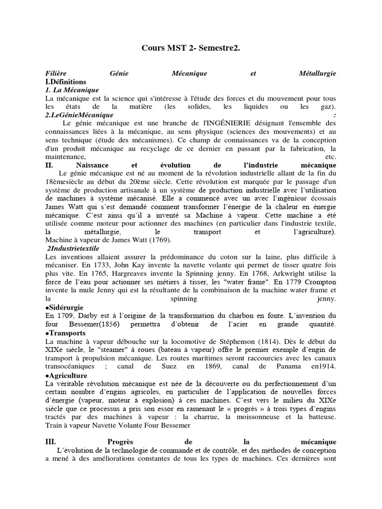 Cours de Génie Mécanique MST 2 | PDF | Doctorat | Thermoplastique