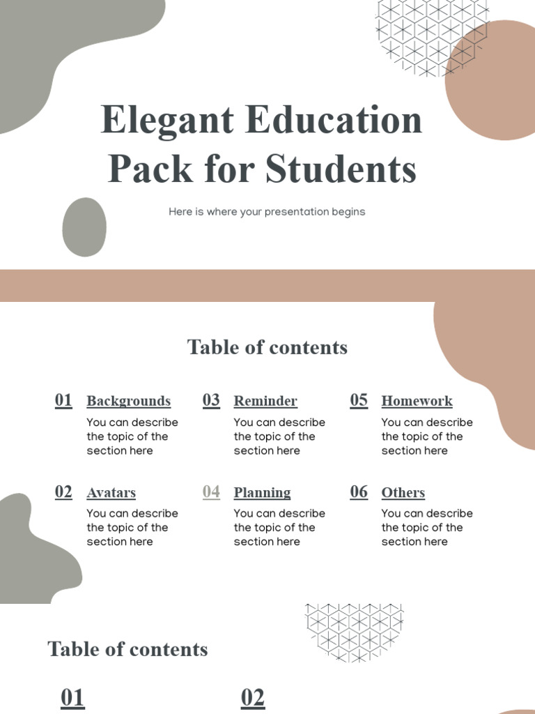 Elegant Education Pack For Students XL by Slidesgo PDF Saturn