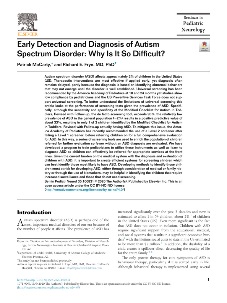 Early Detection and Diagnosis of Autism Spectrum Disorder - Why Is It ...