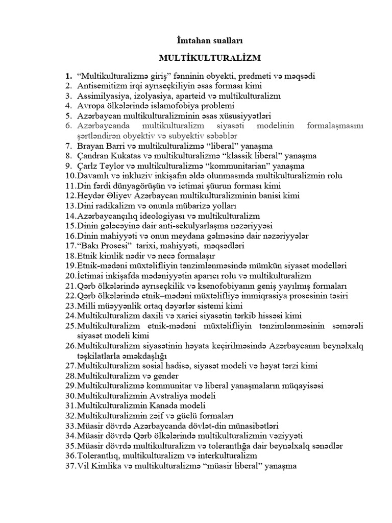 YENI Imtah Suallar | PDF