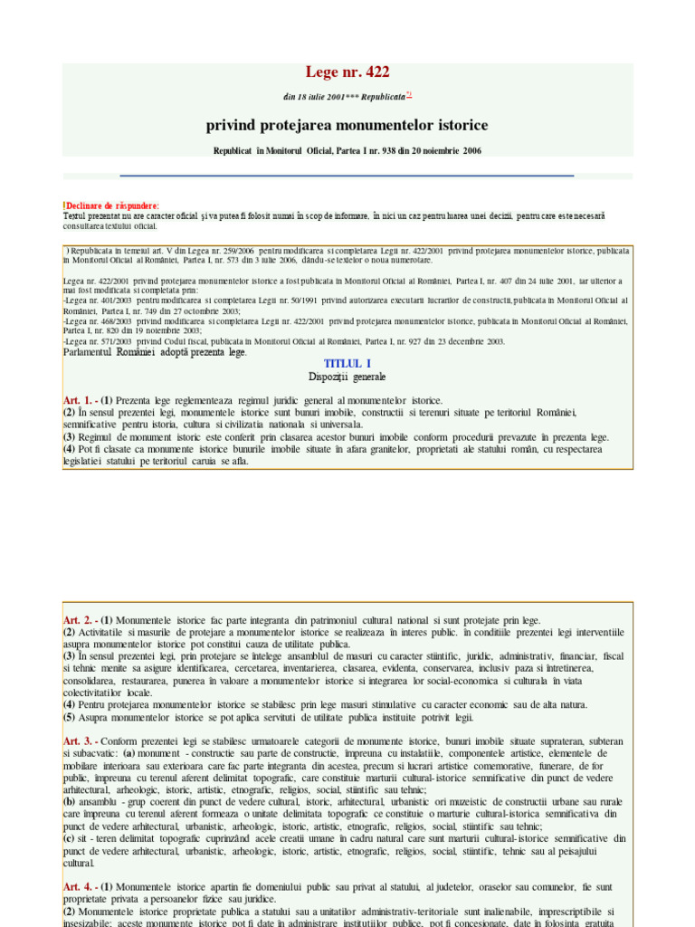 LEGE Nr 422 Din 18 Iulie 2001 PDF