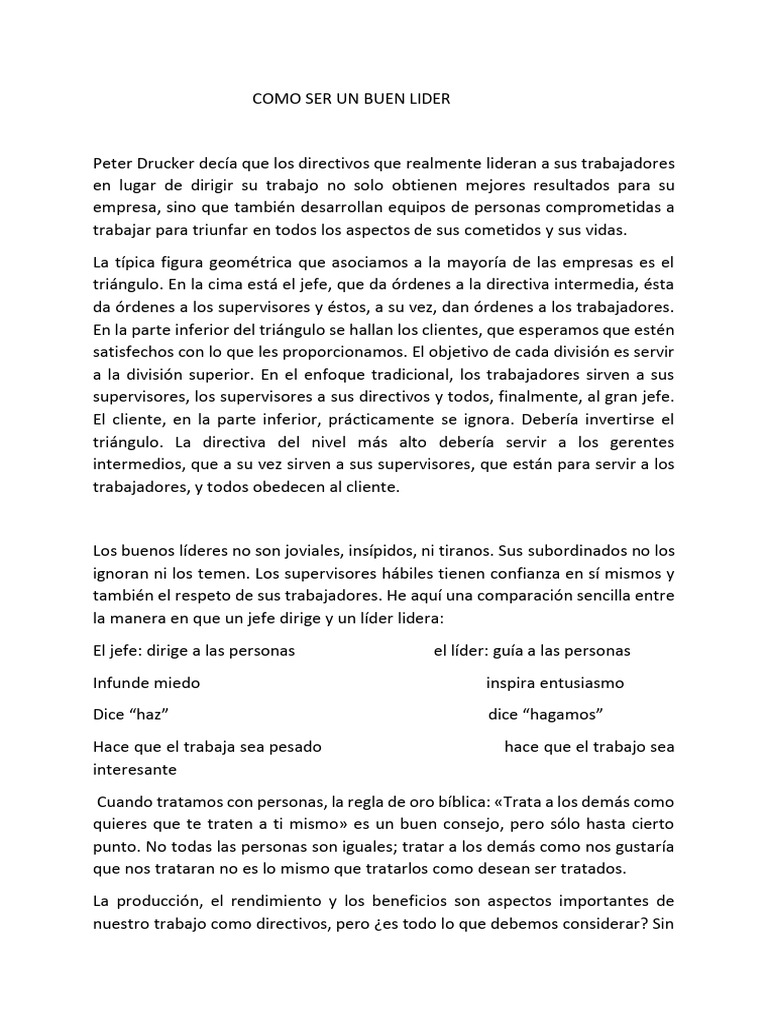 Como Ser Un Buen Lider | PDF | Crecimiento personal y profesional ...
