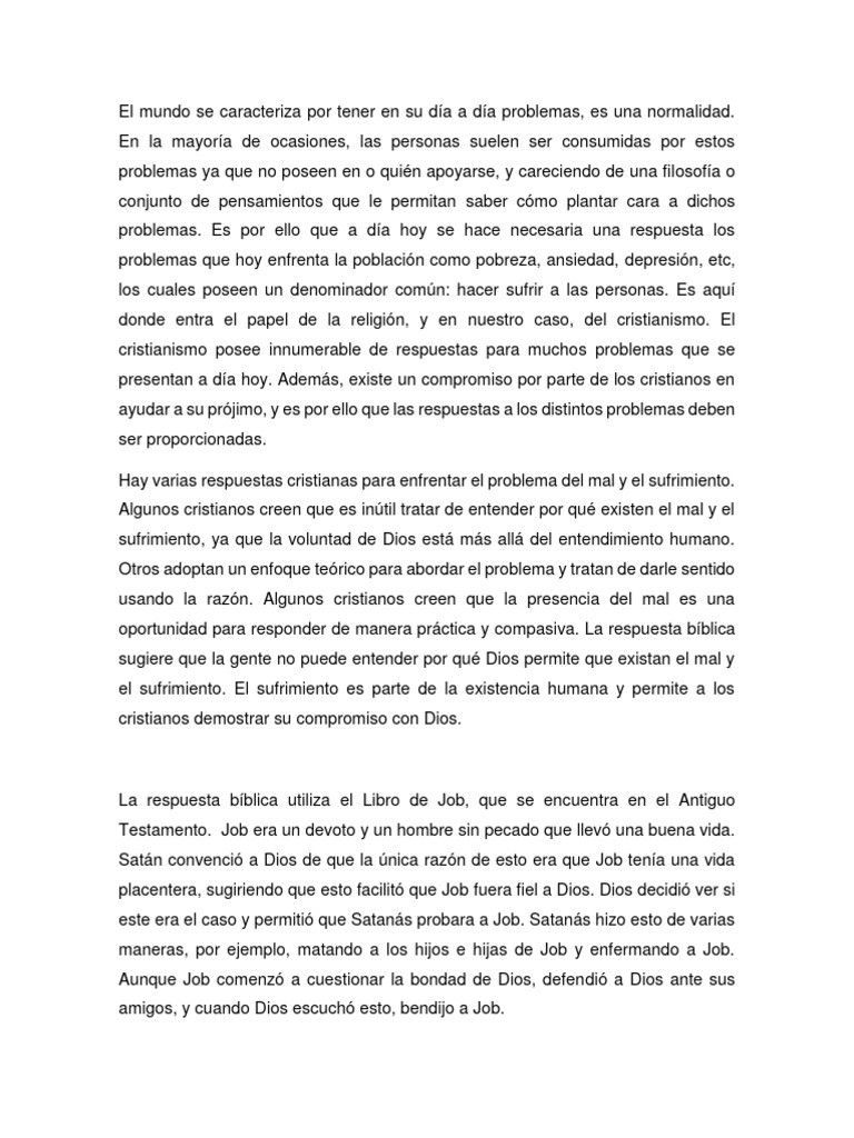 Respuestas cristianas al sufrimiento humano | PDF | Libro de trabajo | Mal