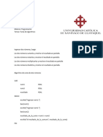 Tarea de Programación Algoritmos, Suma, Resta, Multiplacion y División. Douglas Lucio