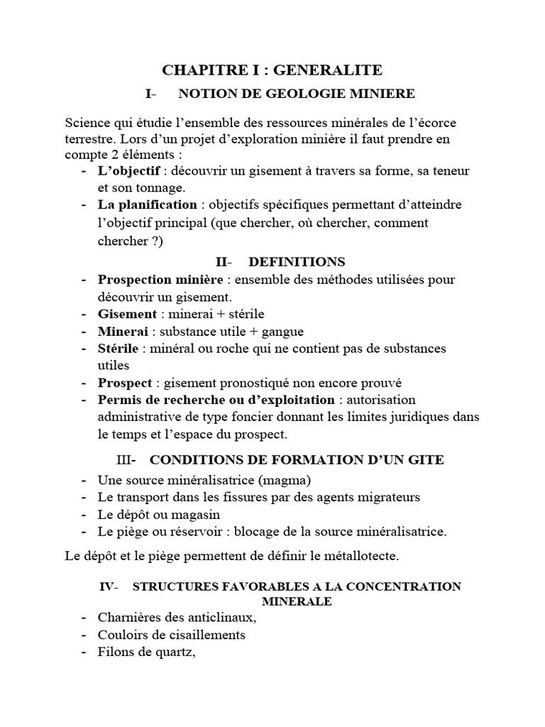 Introduction à la Prospection Minière | PDF