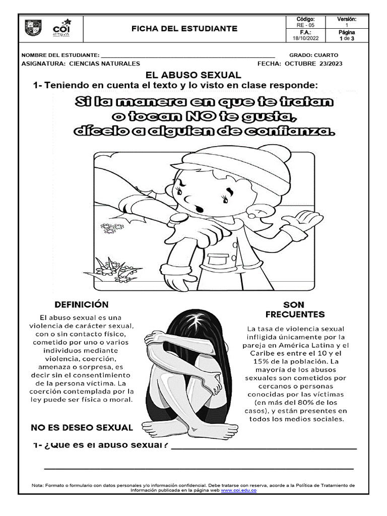 Actividades sobre abuso sexual infantil | PDF | Delitos Sexuales | Sexo ...