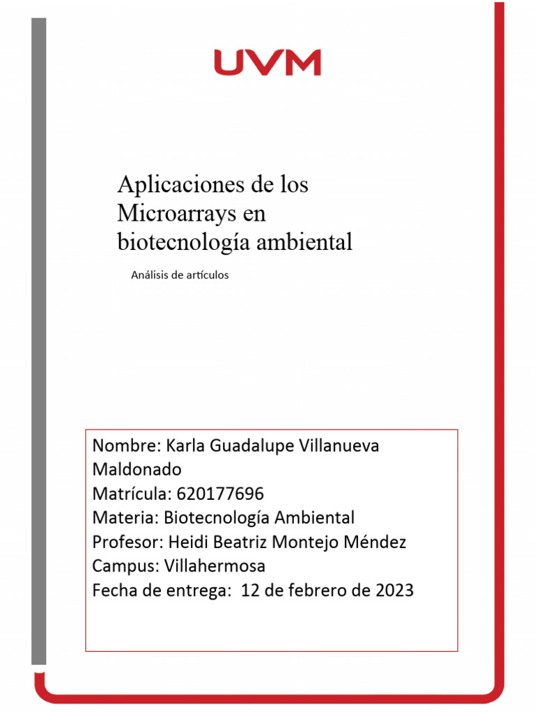 Aplicaciones de Los Microarrays en Biotecnología Ambiental | PDF ...