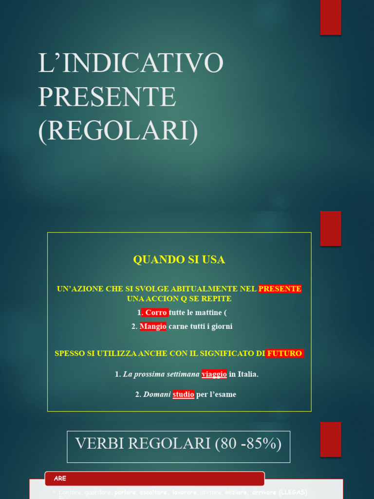 L'indicativo Presente PDF