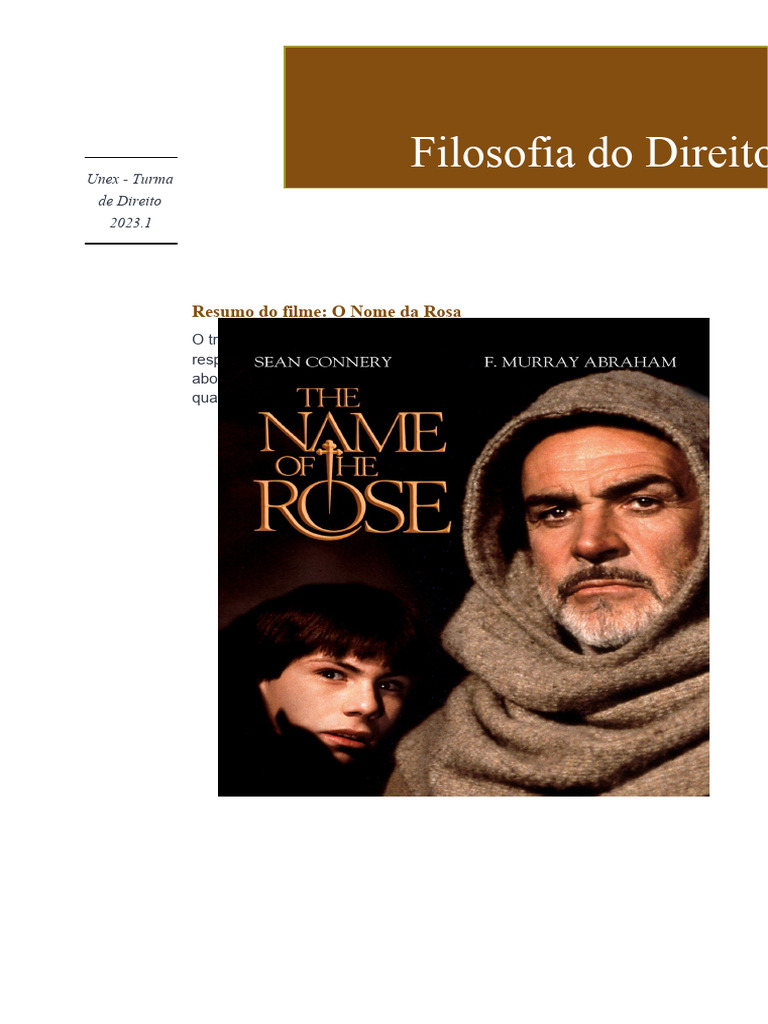 Resumo do filme O Nome da Rosa | PDF | Inquisição | Igreja católica