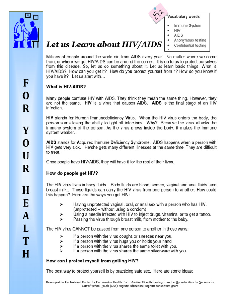 Let Us Learn About Hivaids PDF Hiv/Aids Immunodeficiency