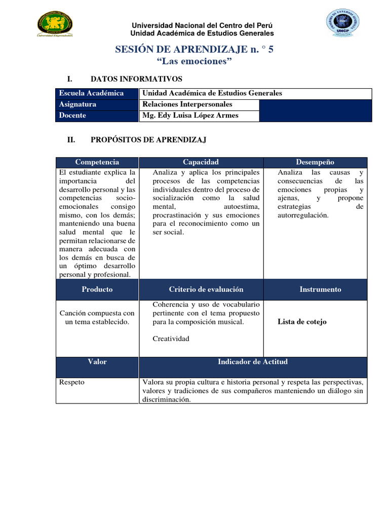 Emociones y Desarrollo Personal en Clase | PDF | Aprendizaje | Las ...