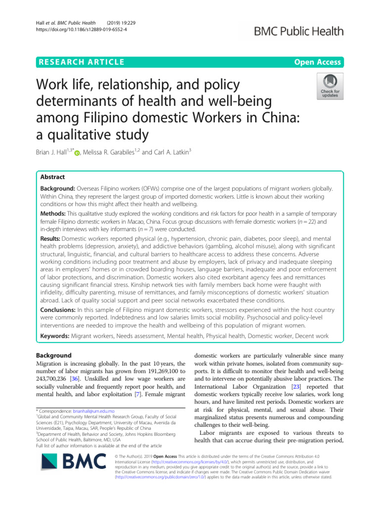 Health Challenges of Filipino Domestic Workers | PDF | Migrant Worker