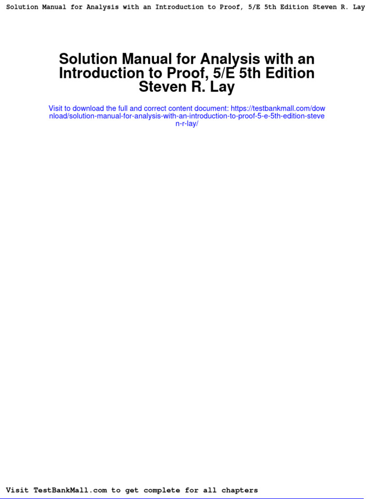 Full Download Solution Manual For Analysis With An Introduction To(01)