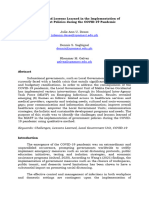 Challenges and Lessons Learned in The Implementation of Government Policies During The COVID-19 Pandemic