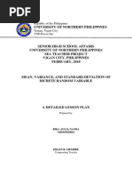 Detail-Lesson-Plan MEAN VARIANCE & SD OF DISCRETE RANDOM VARIABLE
